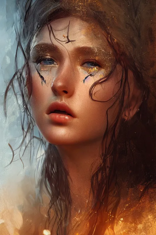 Image similar to stunningly beautiful, icelandic dancer in jungle, symmetrical face, golden hour, smooth, focus, highly detailed, hyper realistic, dramatic lighting, elegant, intricate, concept art, art by wlop, mars ravelo, greg rutowski, artstation