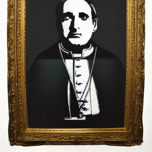 Image similar to individual pope innocent x silk screen portrait banksy style