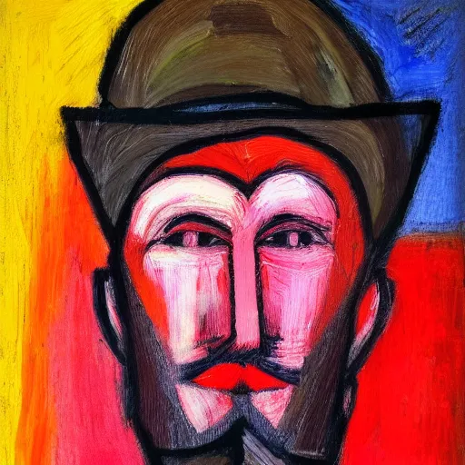 Prompt: a red headed man, expressionist, art, portrait,