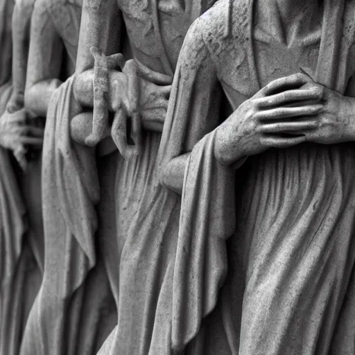 Prompt: close up of the weeping angels, cinematographic shot,