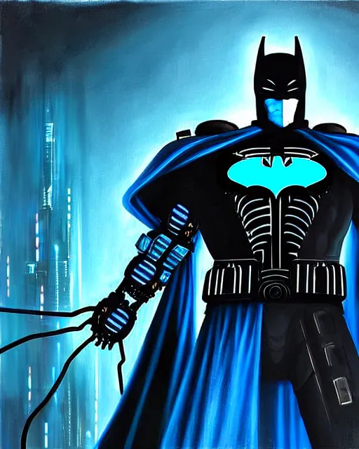 Image similar to detailed painting of cyberpunk mechanical wires subzero from mortal kombat mixed with batman