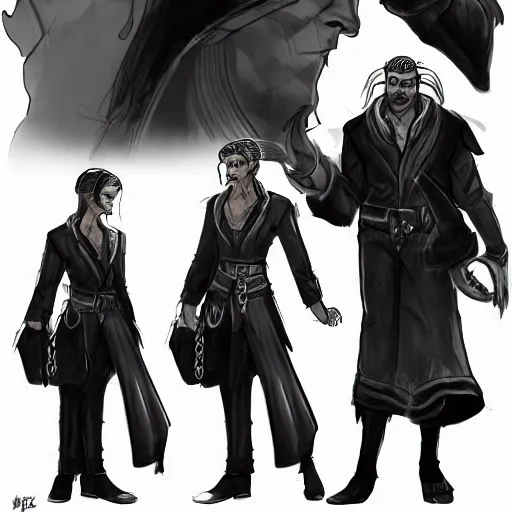 Image similar to A fantasy human character with similare vibes to a mob boss, dnd concept art