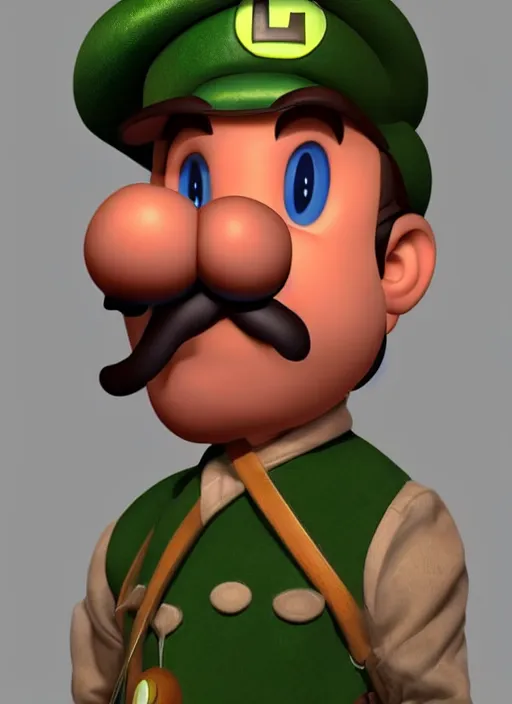 Image similar to luigi as ww 1 soldier, ultra detailed, trending on artstation, concept art, octane render, unreal engine,