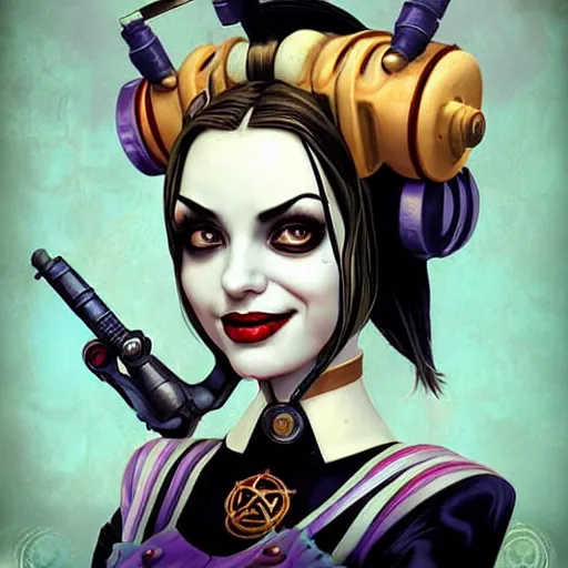 Prompt: lofi bioshock steampunk portrait of harley quinn, Pixar style, by Tristan Eaton Stanley Artgerm and Tom Bagshaw.