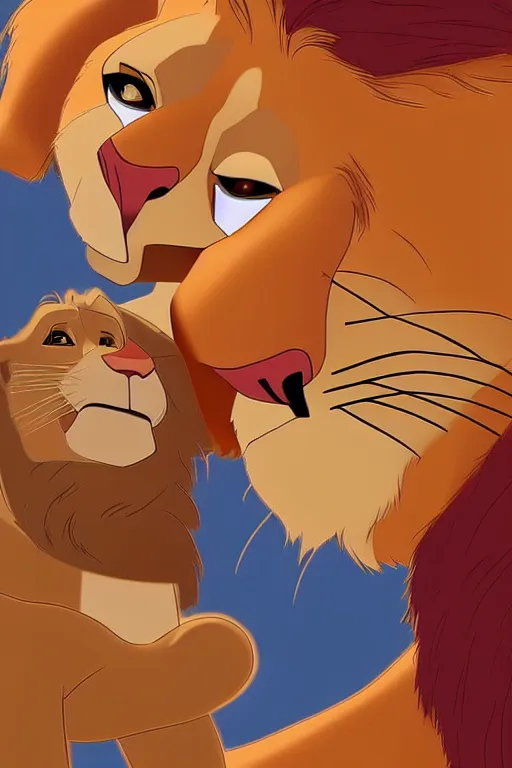 Image similar to joe biden greets simba from lion king, symmetry, awesome exposition, very detailed, highly accurate, 8 k, furry