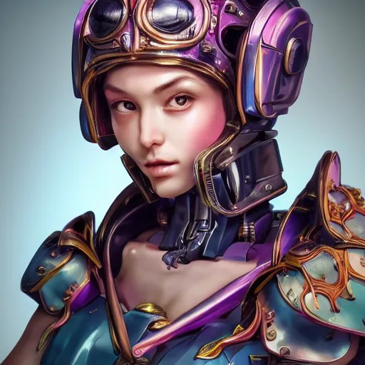 Image similar to studio portrait of lawful good colorful female holy mecha paladin absurdly beautiful, elegant, young sensual graceful woman, ultrafine hyperrealistic detailed face illustration by kim jung gi, irakli nadar, intricate linework, sharp focus, bright colors, matte, octopath traveler, final fantasy, unreal engine highly rendered, global illumination, radiant light, intricate environment