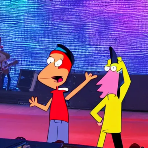 Image similar to phineas and ferb dj a concert