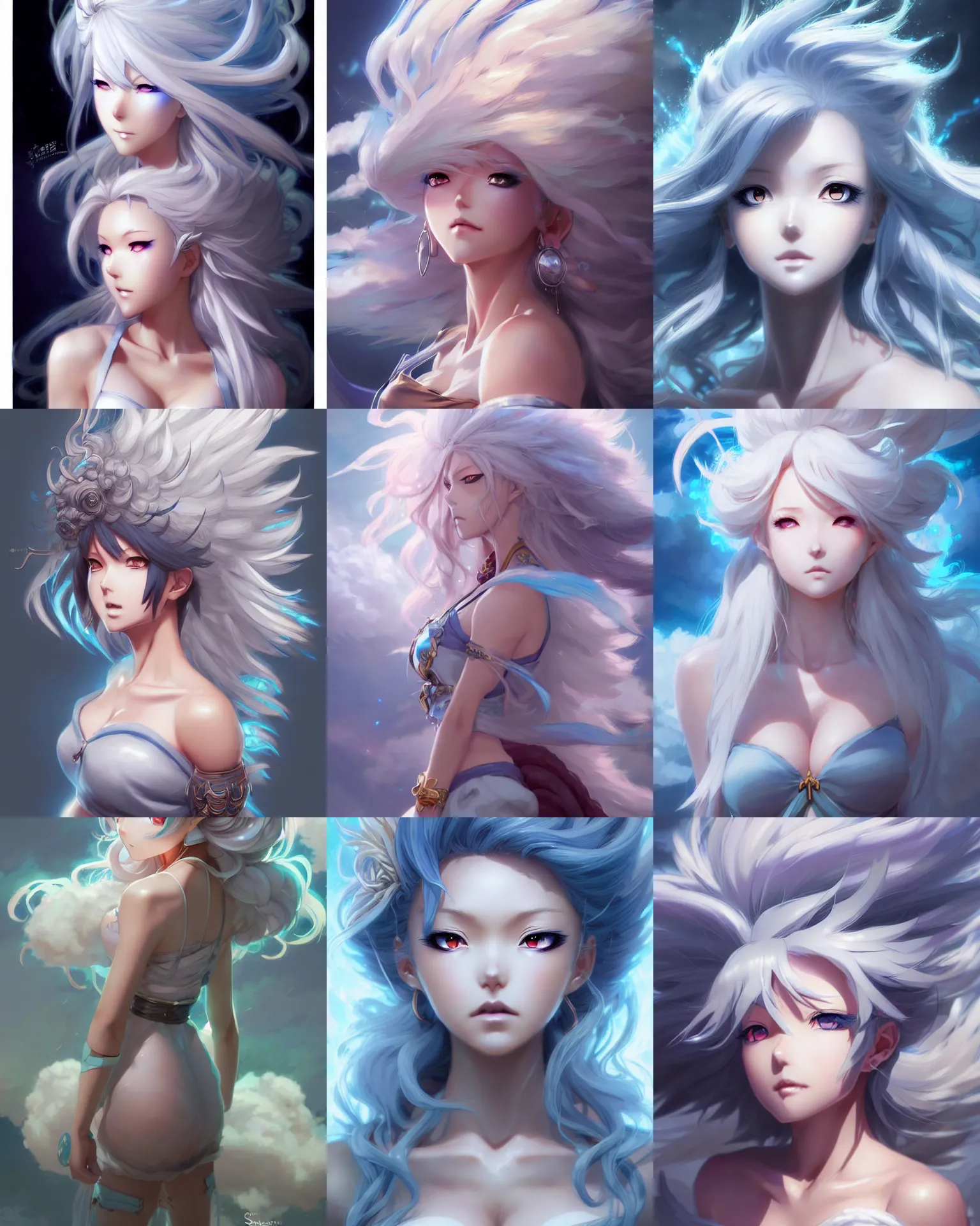 Prompt: character concept art of an anime stormy cloud goddess | | cute - fine - face, pretty face, realistic shaded perfect face, key visual, fine details by stanley artgerm lau, wlop, rossdraws, james jean, andrei riabovitchev, marc simonetti, and sakimichan, tranding on artstation