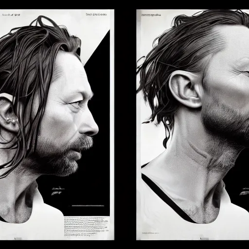 Prompt: hyper realistic, variations portrait of smooth very old thom yorke variations, strong variations, singer songwriter, ( side ) profile, liminal space, by lee bermejo, alphonse mucha and greg rutkowski, greybeard, smooth face