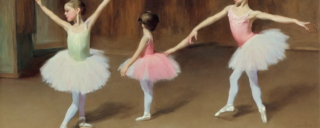 Image similar to young ballerina dancing, andrew loomis, painting