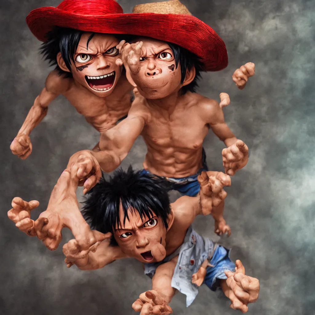 Image similar to photo of monkey d. luffy in real life, portrait photography by annie leibovitz, stanley kubrick, volumetric lighting, mid shot, rule of thirds, highly detailed, 4 k, hdr, smooth, sharp focus, anatomically correct, beautiful, perfect,