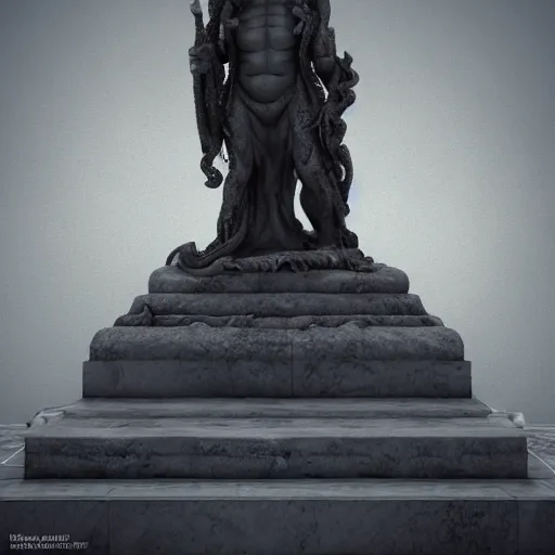 Image similar to 8 k hd detailed octane render of a statue in honor of cthulhu