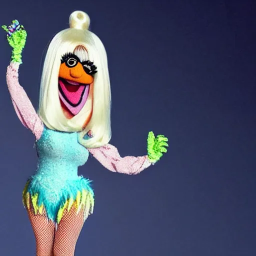 Image similar to Lady Gaga as a muppet