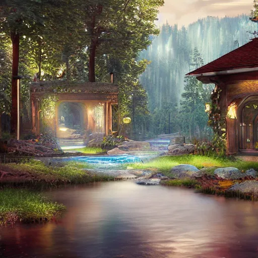 Image similar to realistic renderings of enchanting scenes