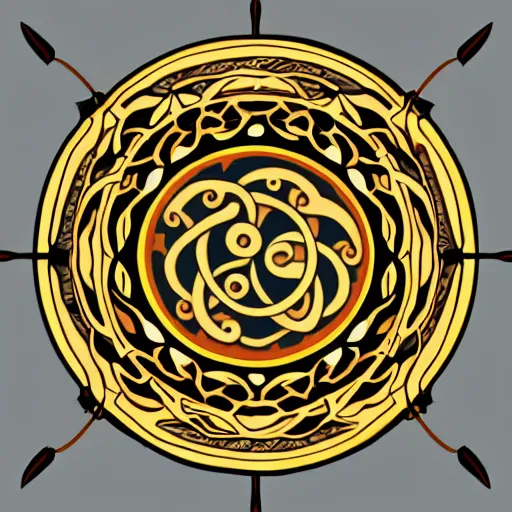 Image similar to a circular vector tattoo design. art nouveau, spiky, curvilinear, recursive.