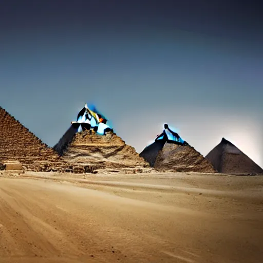 Image similar to futuristic Giza pyramids circa year 3000