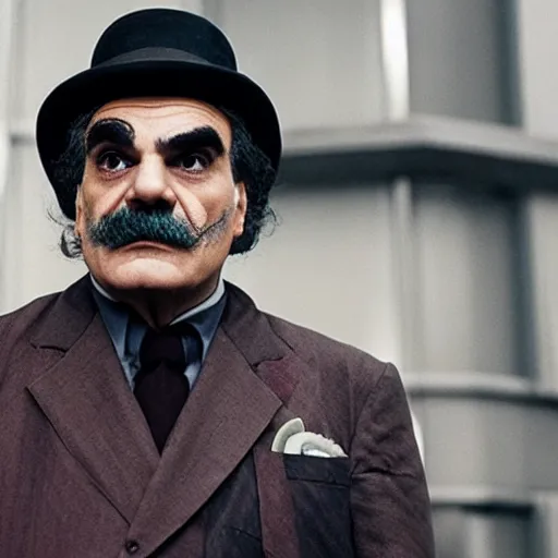 Image similar to david suchet's poirot as cyberpunk