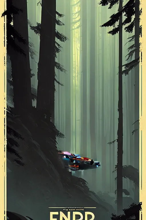 Image similar to greg rutkowski travel poster endor