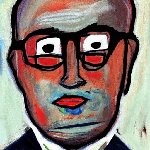Prompt: portrait of rudy giuliani, painting by basquiat
