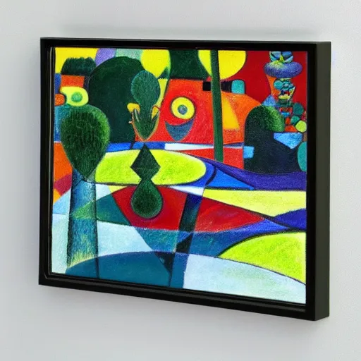 Image similar to Award Winning 85mm Photo of Photorealistic Mirror Illusion Scene in garden of Gethsemene by Kandinsky , abstract lighting