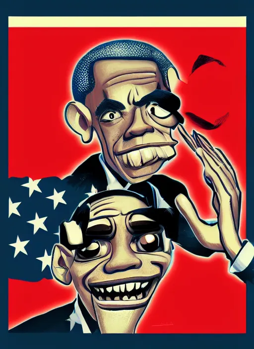 Prompt: obama in the style of gorillaz, jamie hewlett, detailed art