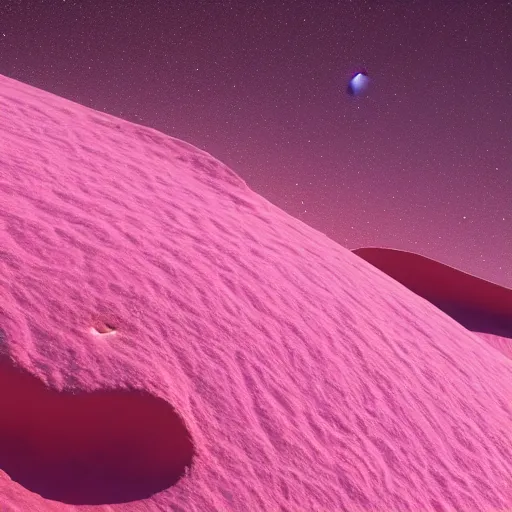 Image similar to a pink space - time crack appeared in the barren desert, high quality cg render, 4 k