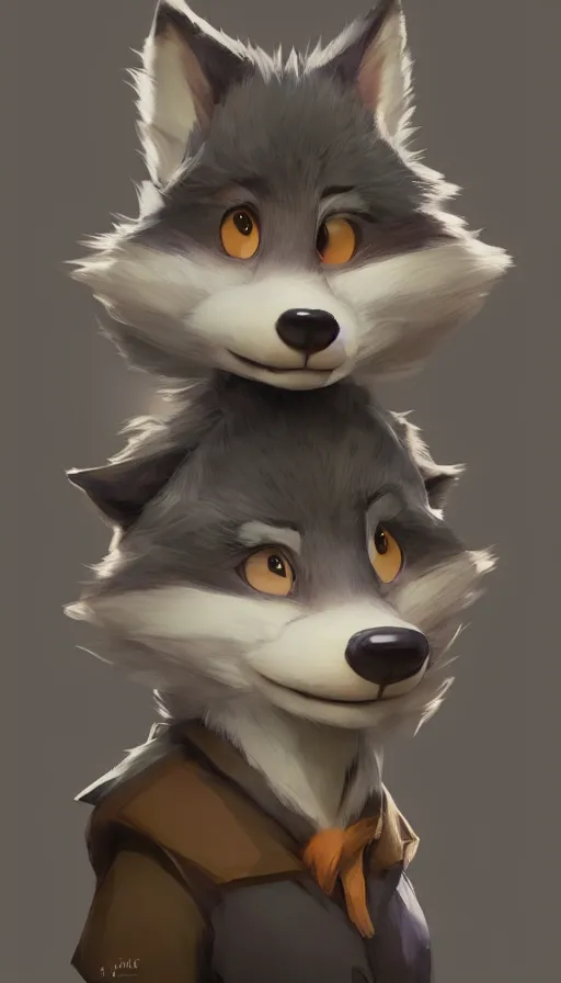 Image similar to portrait character design a cute fluffy wolf girl, style of maple story and zootopia, portrait studio lighting by jessica rossier