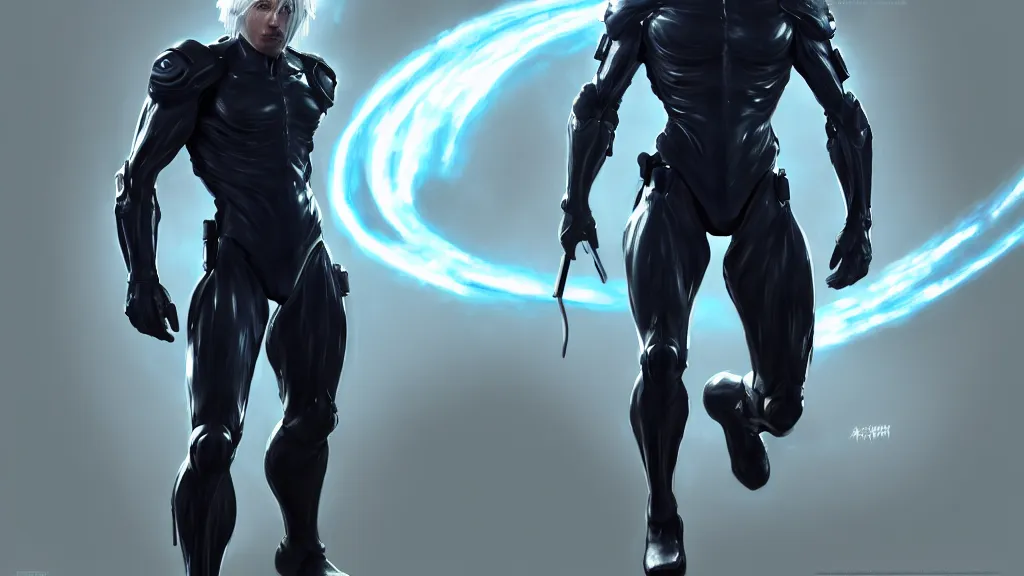 Image similar to portrait, single, raiden from metal gear, from left, body and torso, pixar and disney animation, sharp, rendered in unreal engine 5, highly detailed, digital painting, artstation, concept art, smooth, sharp focus, wallpaper, splash art, promo art, dramatic lighting, art by artgerm and greg rutkowski and bo chen and jin xiaodi