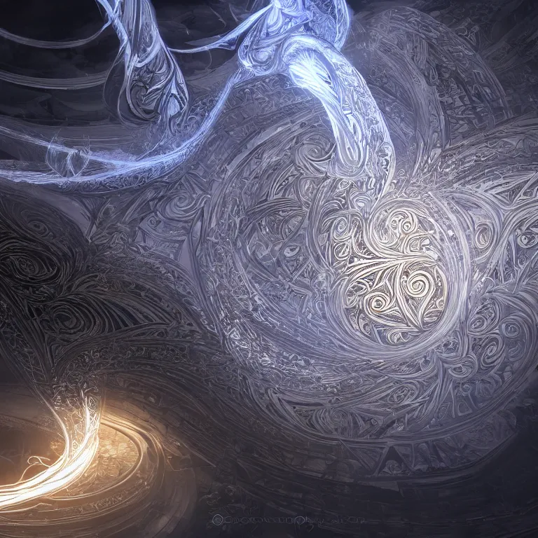 Image similar to a light streak fractals and ornate flowing light streams sacred geometry, unreal engine