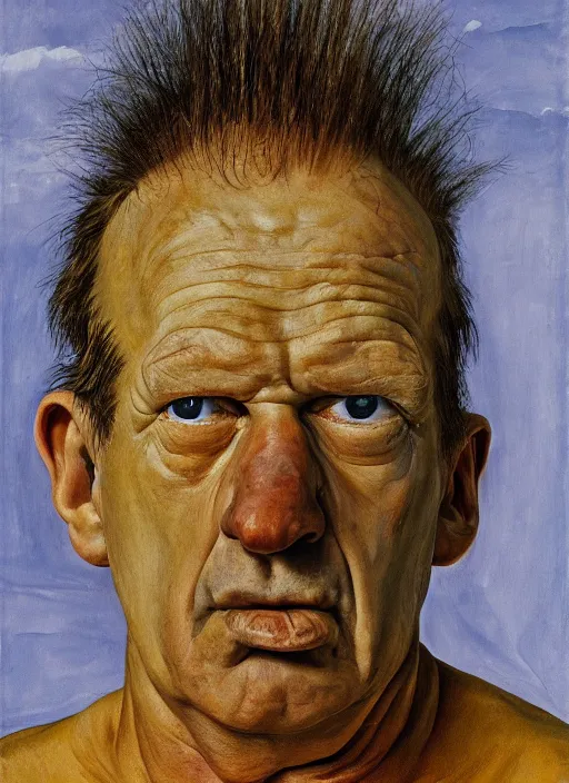 Prompt: Real life Homer Simpson, painted by Lucian Freud, highly detailed, 8k