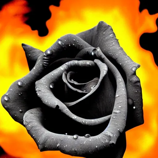 Prompt: award - winning macro of a beautiful black rose made of molten magma and nebulae on black background by georgia o'keeffe, highly detailed, hyper - realistic, inner glow, trending on deviantart, artstation and flickr, nasa space photography, national geographic