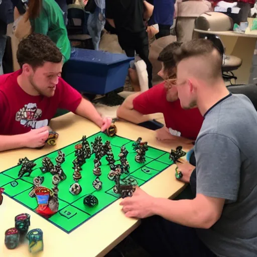 Image similar to two guys playing blood bowl