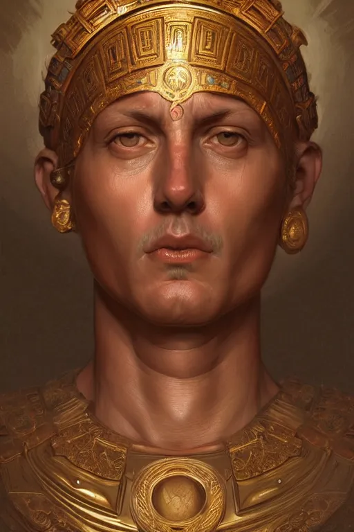 Prompt: ancient rome emperor, realistic portrait full body, symmetrical, highly detailed, digital painting, artstation, concept art, smooth, sharp focus, illustration, cinematic lighting, art by artgerm and greg rutkowski and alphonse mucha