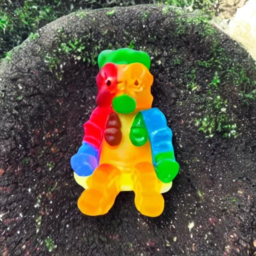 Prompt: Michelangelo statue made out of gummy bear