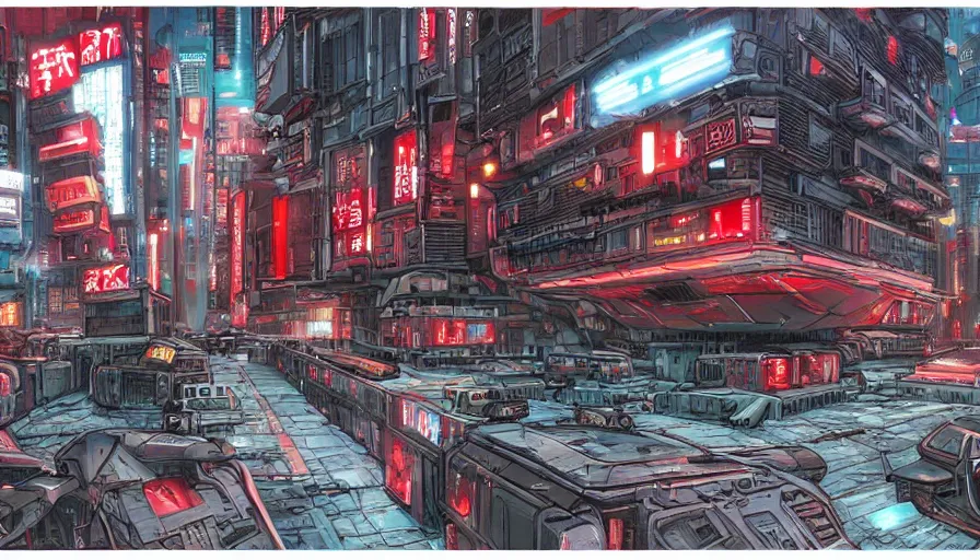 Prompt: Concept Art Painting of neo-Tokyo Maximum Security Mint, in the Style of Akira, Anime, Dystopian, Highly Detailed, Red Building, Helipad, Special Forces Security, Crypto Valut, Helicopter Drones, 19XX