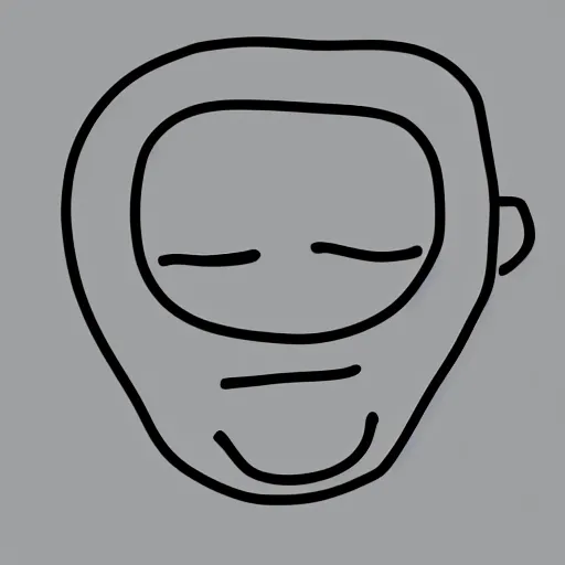 Image similar to minimalistic line portrait of bald short - bearded man with round face, small eyebrows, wide lips and kind blue eyes, black and white, pictogram, ink, pencil