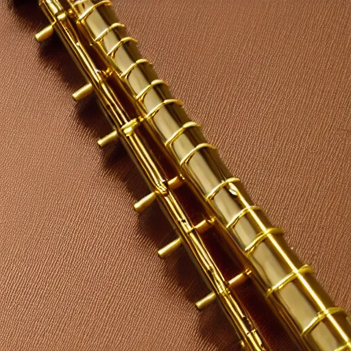 Image similar to studio photograph of a golden traverse flute