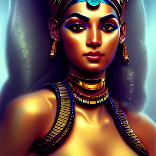 Image similar to Egyptian goddess highly detailed, digital painting, artstation, concept art, soft light, sharp focus, illustration