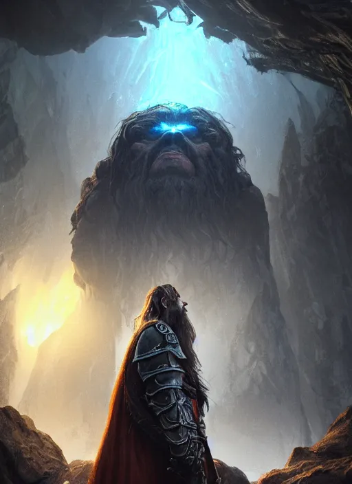 Prompt: hill giant, ultra detailed fantasy, elden ring, realistic, dnd character portrait, full body, dnd, rpg, lotr game design fanart by concept art, behance hd, artstation, deviantart, global illumination radiating a glowing aura global illumination ray tracing hdr render in unreal engine 5