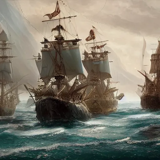 Image similar to medieval naval battle, extremely high detail, photo realistic, cinematic, post processed, concept art, artstation, matte painting, style by Raphael Lacoste, Eddie Mendoza