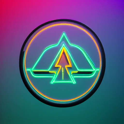 Prompt: scifi neon logo for a music producer, digital 3 d, black background, trending on artstation