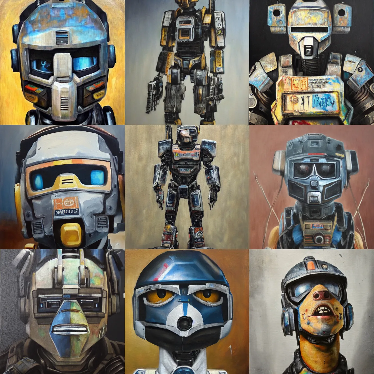 Prompt: Chappie from Chappie, Oil painting