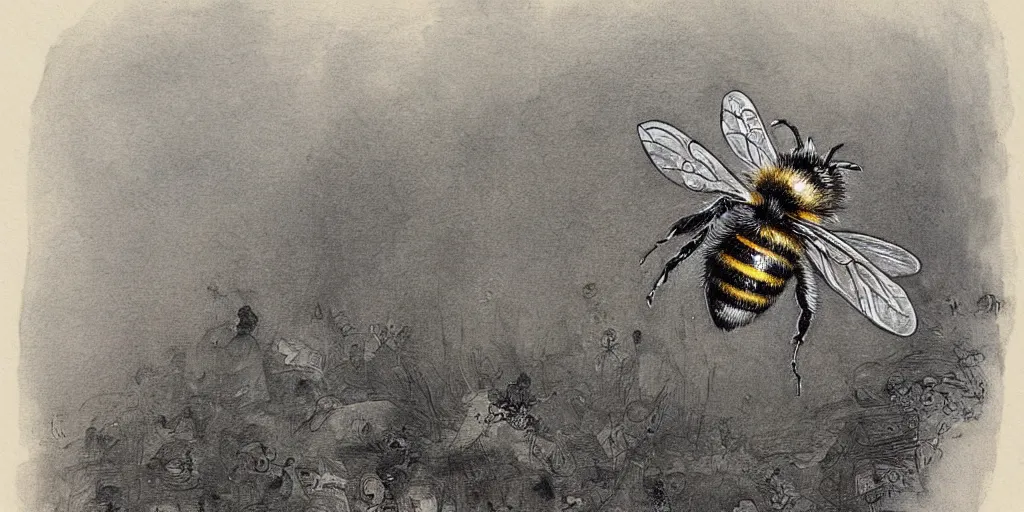 Image similar to Bee watercolour, Gustave Doré art, Trending on artstation.