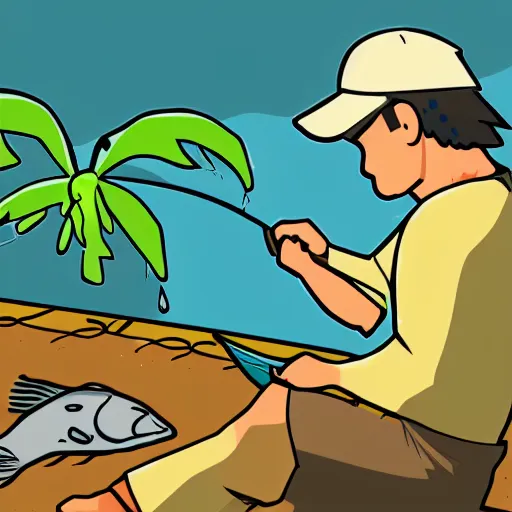 Prompt: a frustrated fisherman debugging a database, vector, pixta.jp, pixta, pixiv
