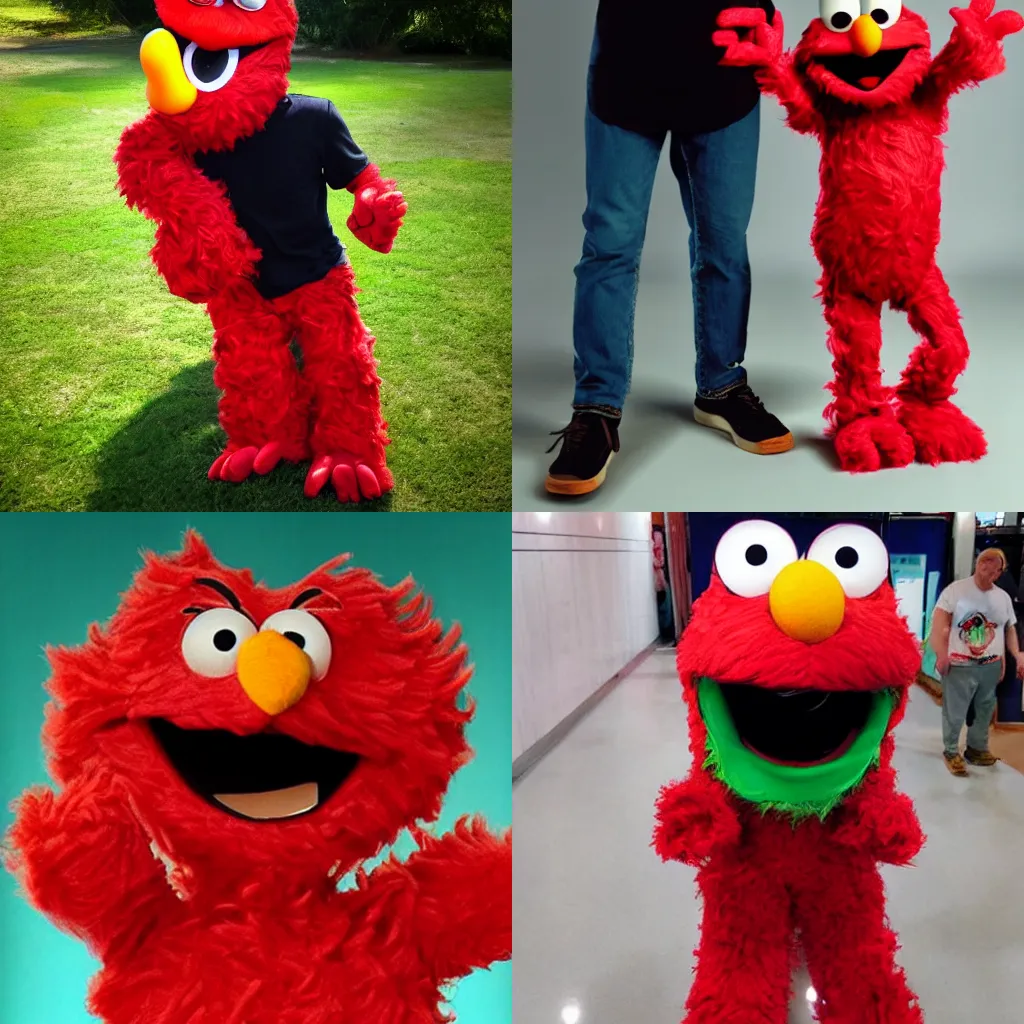 Prompt: a human version of Elmo