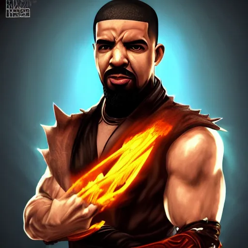 Image similar to Drake as a Mortal Kombat character, digital art, Trending on Art Station, 8k,