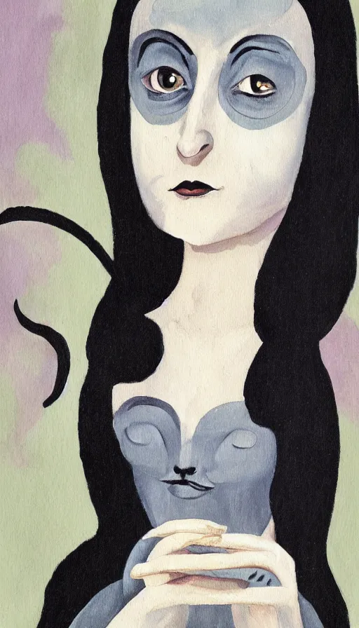 Image similar to a painting of wednesday from the addams family by becket - griffith, jasmine