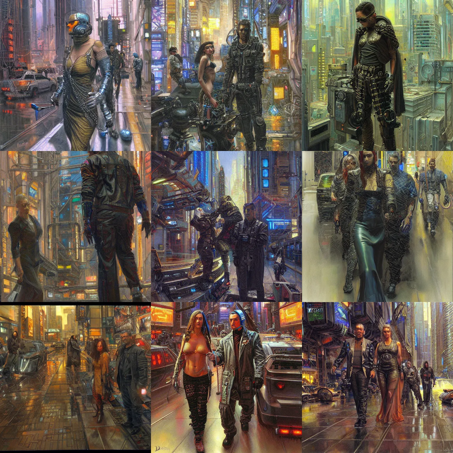 Prompt: painting by donato giancola, cyberpunk gangster