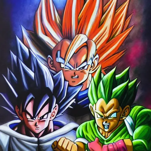 Image similar to highly detailed oil painting of dragon ball z by alex ross