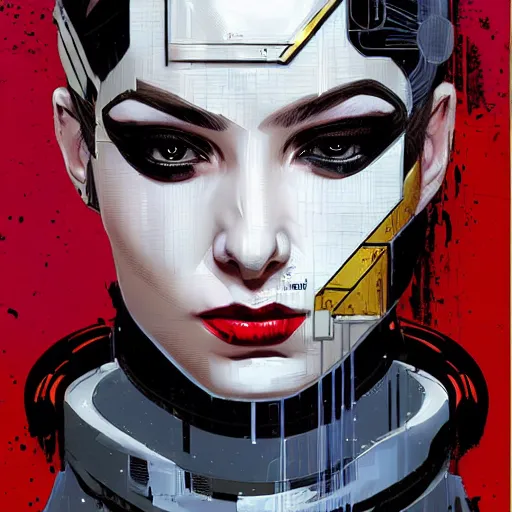 Image similar to portrait of a female android, by MARVEL comics and Sandra Chevrier